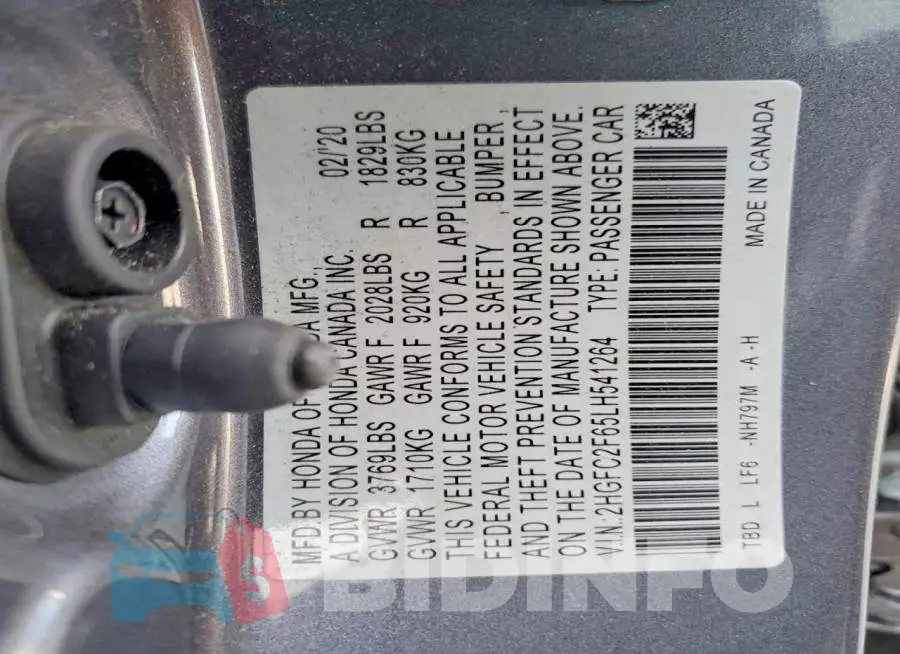 2HGFC2F65LH541264 Photo# 13