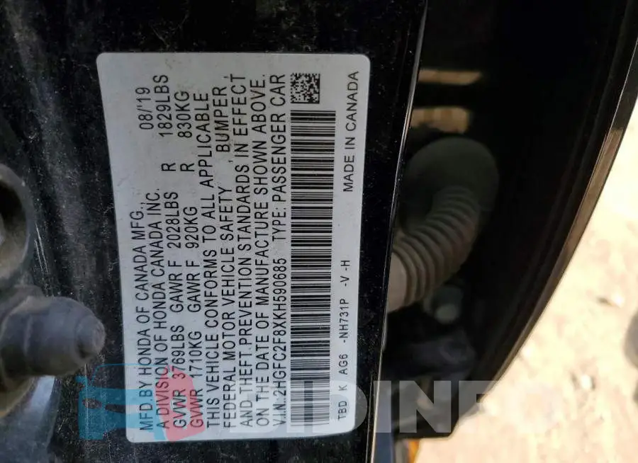 2HGFC2F8XKH590685 Photo# 12