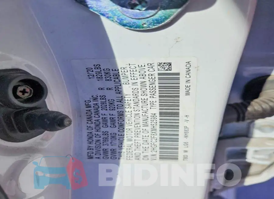 2HGFC2F8XMH525984 Photo# 12