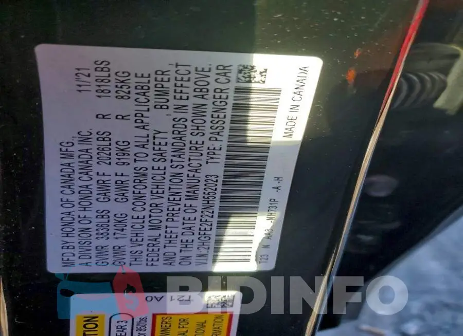 2HGFE2F22NH552023 Photo# 12