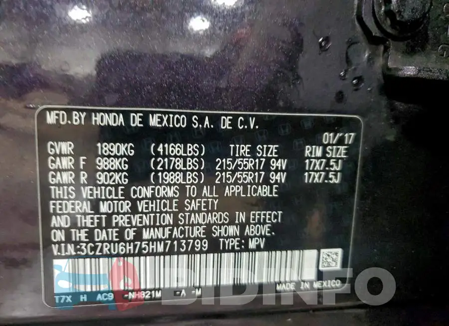 3CZRU6H75HM713799 Photo# 13
