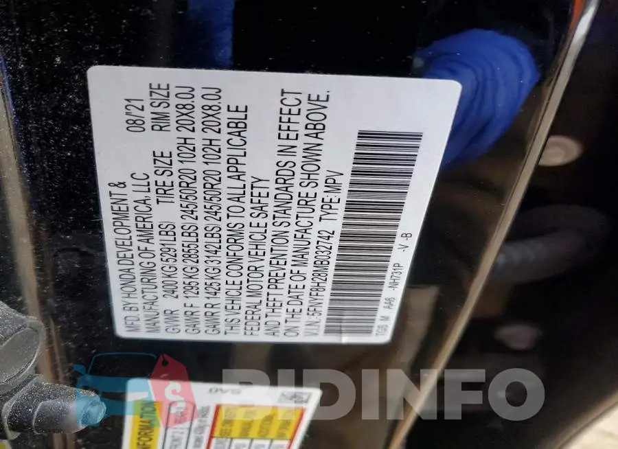 5FNYF8H28MB032742 Photo# 13