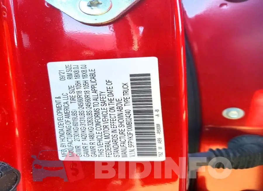 5FPYK3F1XMB024240 Photo# 12