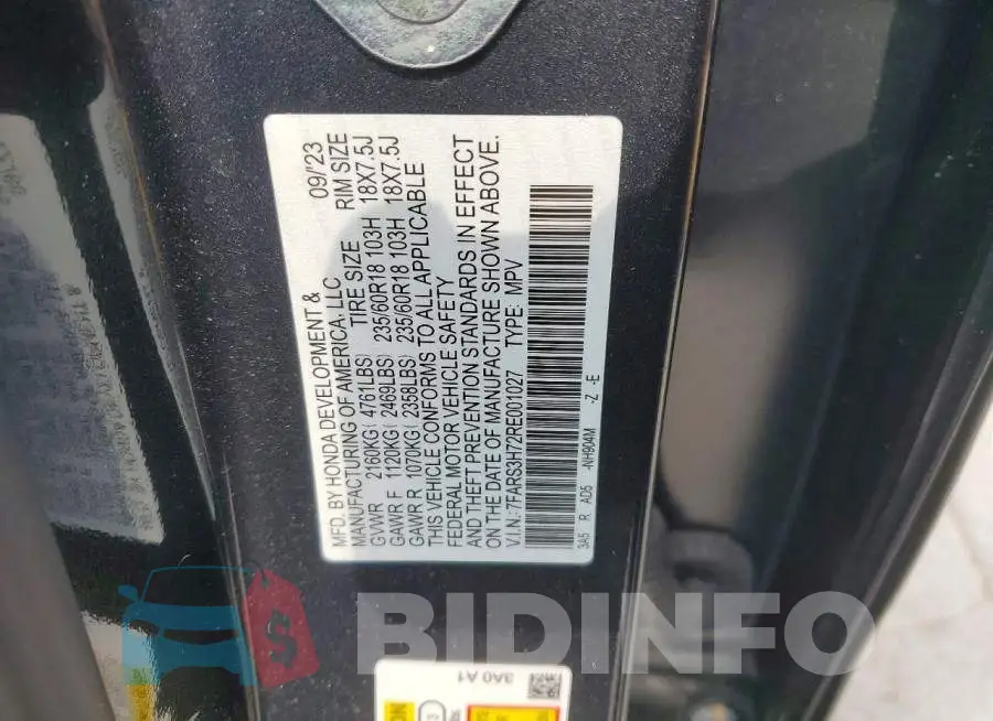 7FARS3H72RE001027 Photo# 13
