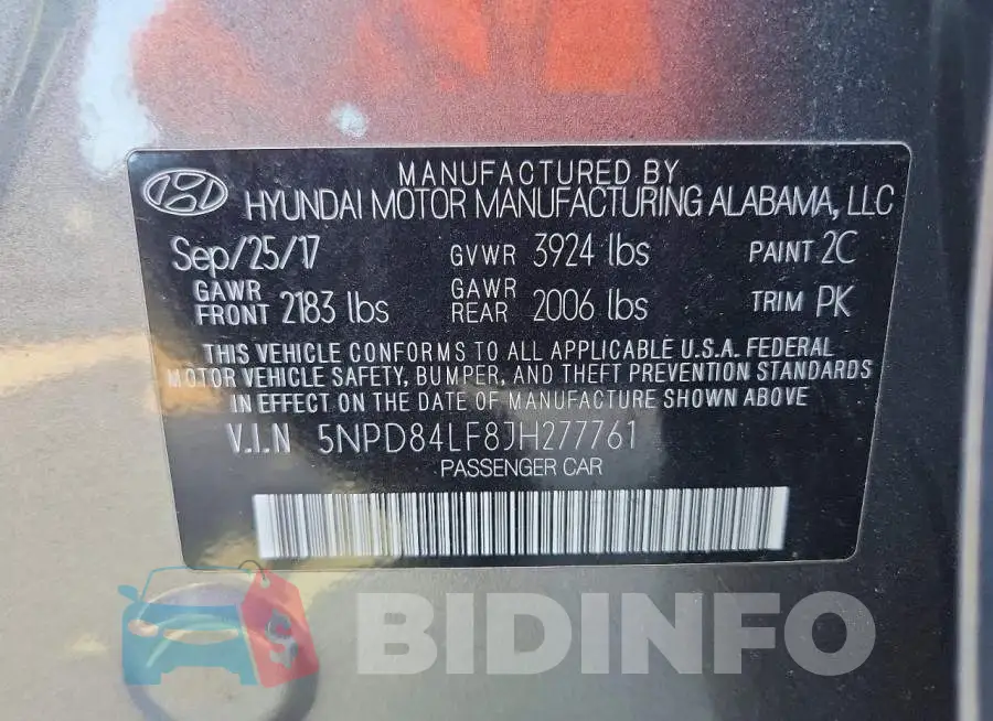 5NPD84LF8JH277761 Photo# 12