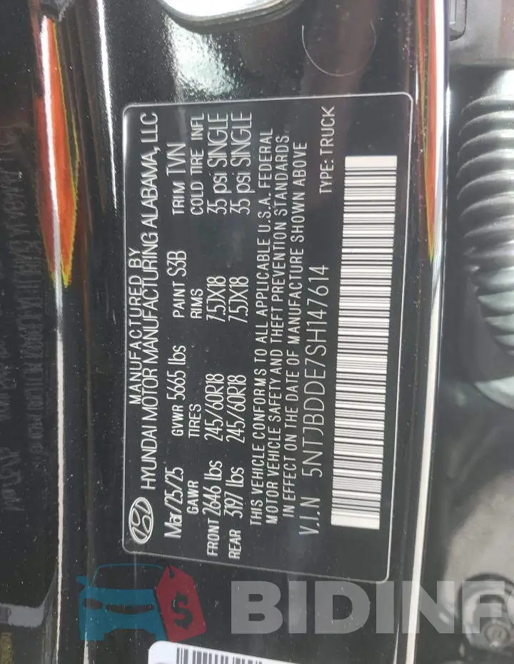 5NTJBDDE7SH147614 Photo# 14