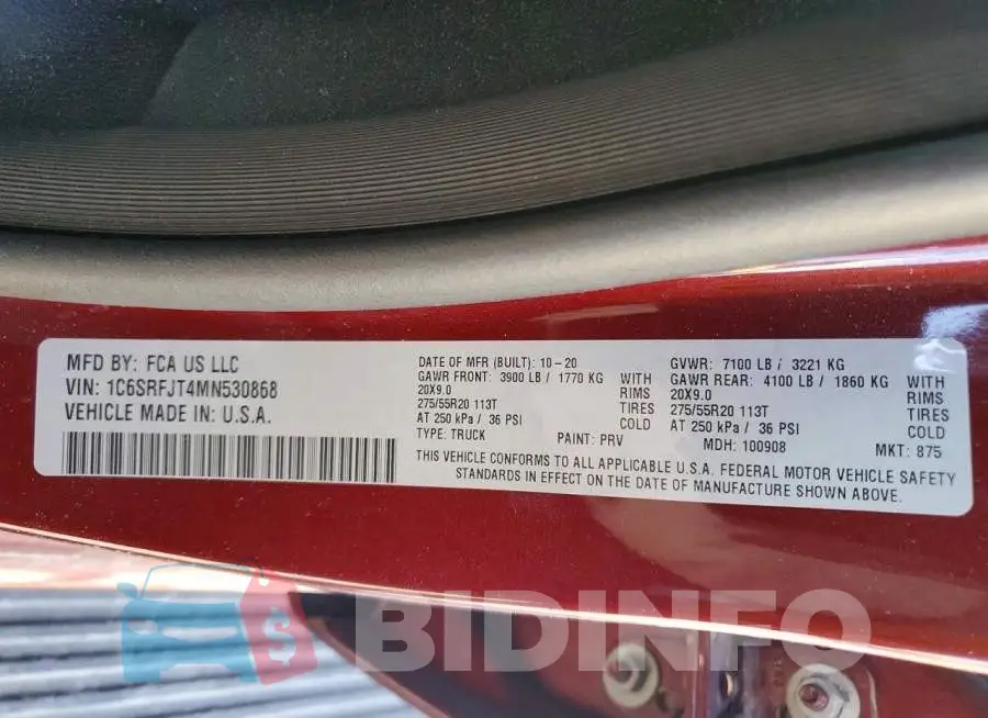 1C6SRFJT4MN530868 Photo# 13