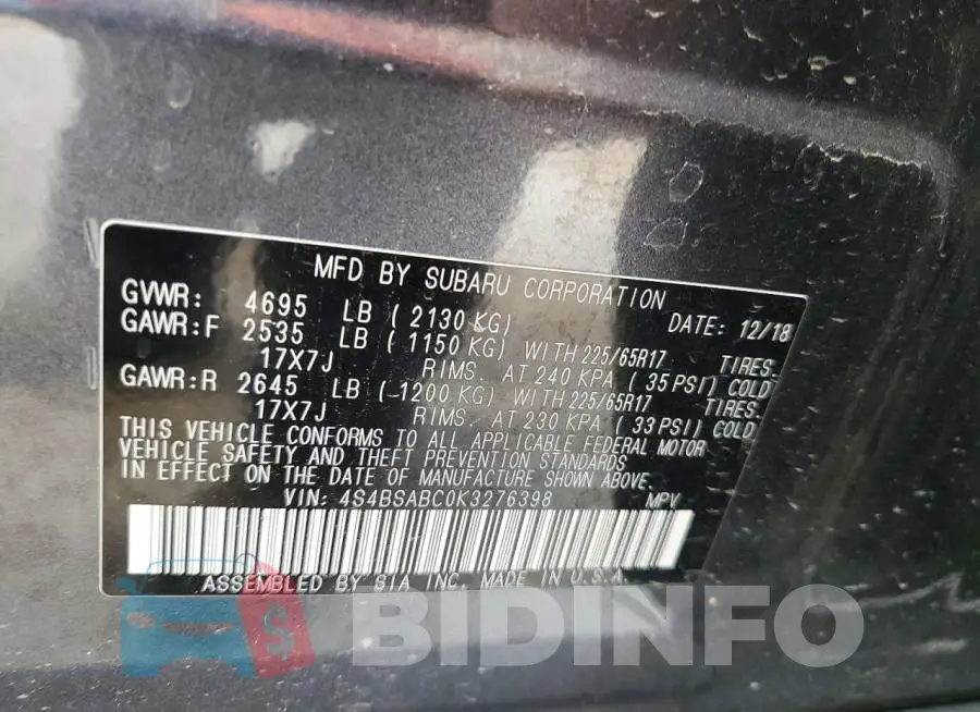 4S4BSABC0K3276398 Photo# 13