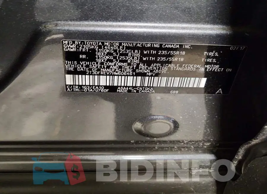 2T3DFREV7HW606461 Photo# 13