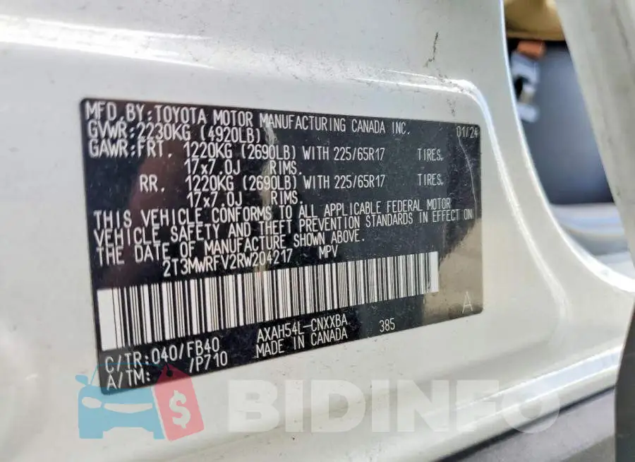 2T3MWRFV2RW204217 Photo# 13