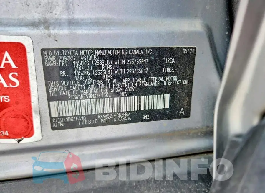 2T3W1RFV8MC141562 Photo# 13