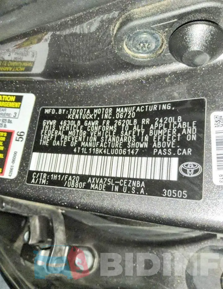 4T1L11BK4LU006147 Photo# 12