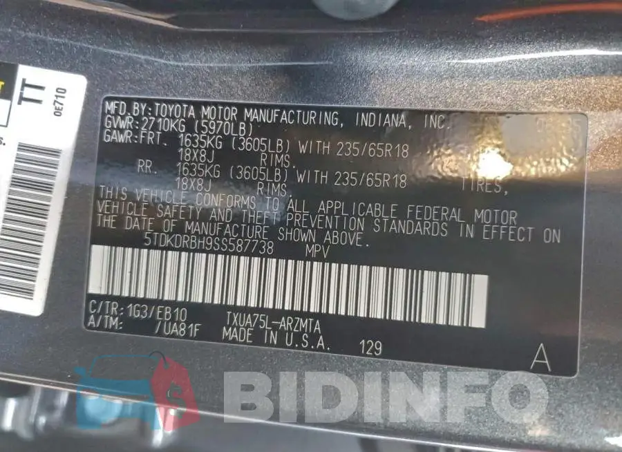 5TDKDRBH9SS587738 Photo# 13