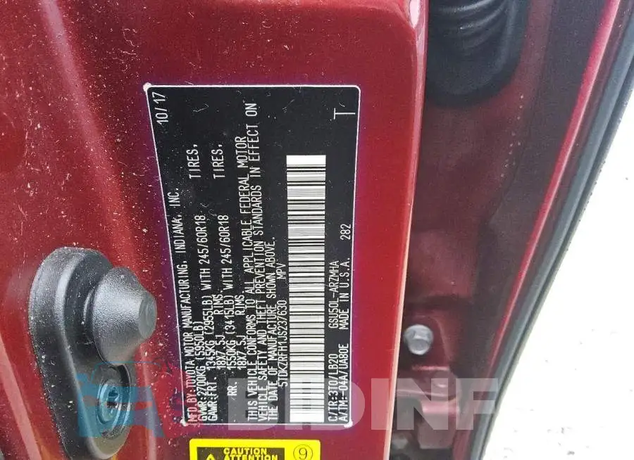 5TDKZRFH1JS237630 Photo# 13