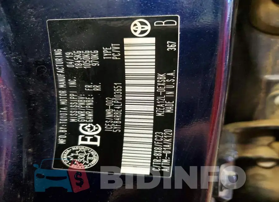 5YFB4RBE4LP003651 Photo# 12