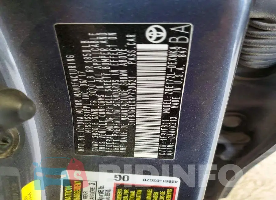 5YFBURHEXHP720621 Photo# 13