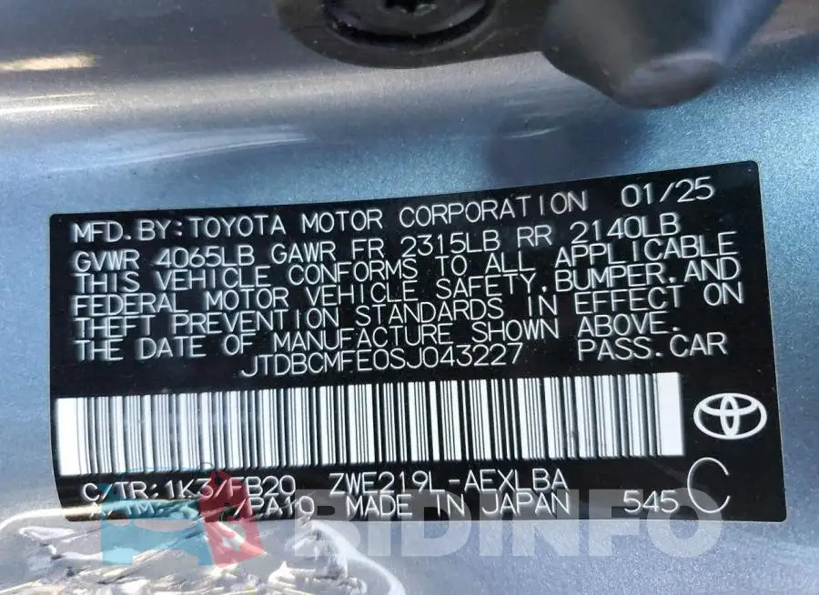 JTDBCMFE0SJ043227 Photo# 12