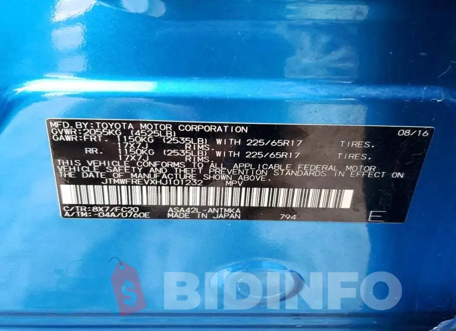 JTMWFREVXHJ101232 Photo# 14