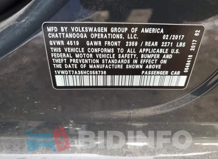 1VWDT7A35HC058736 Photo# 12