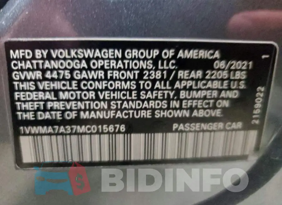 1VWMA7A37MC015676 Photo# 12