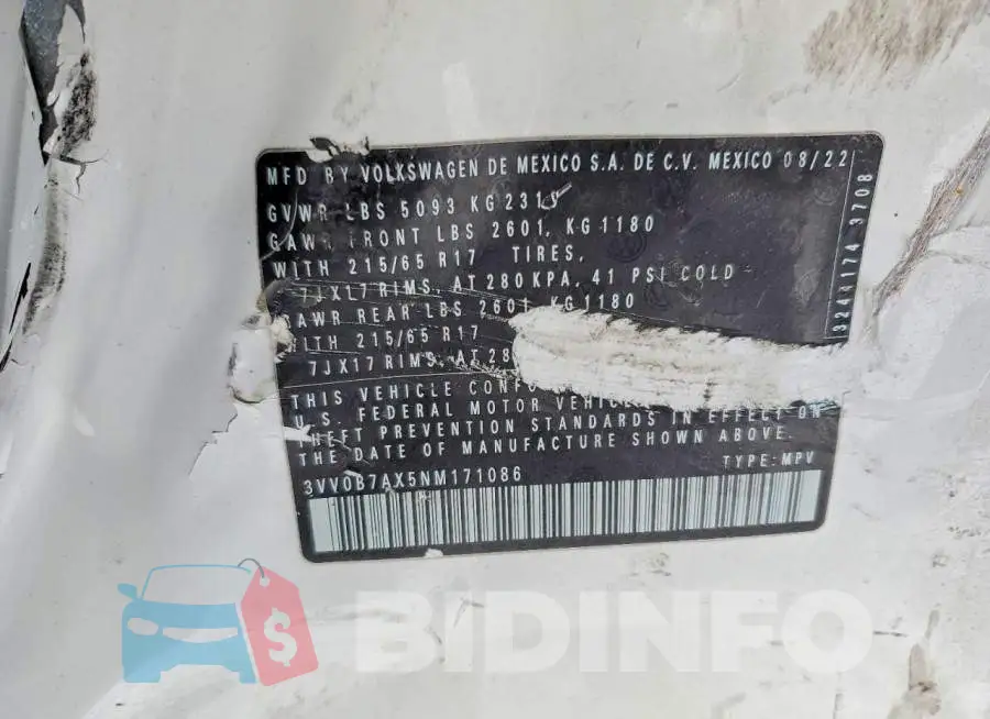 3VV0B7AX5NM171086 Photo# 13