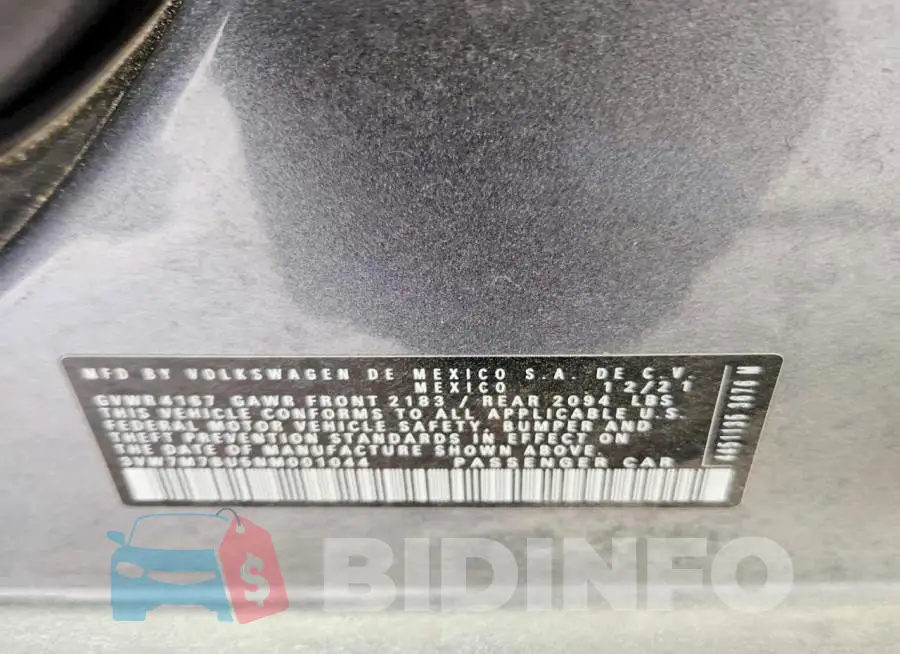 3VW7M7BU5NM001044 Photo# 13