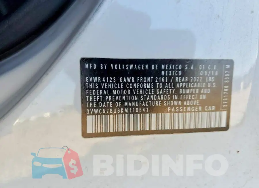 3VWC57BU6KM110541 Photo# 12