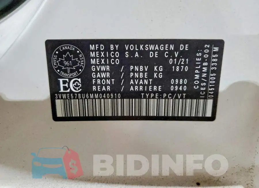 3VWE57BU6MM040910 Photo# 12