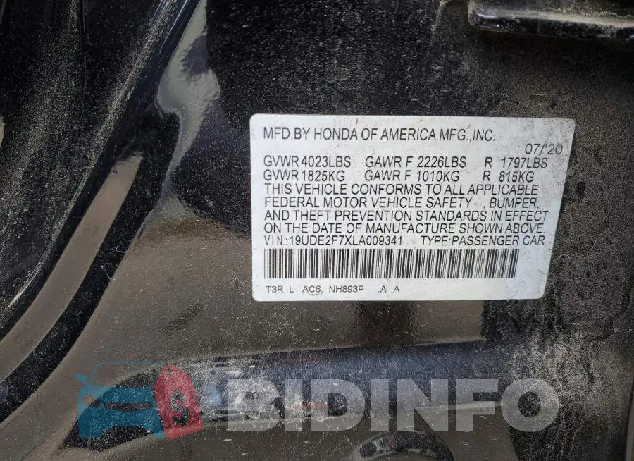 19UDE2F7XLA009341 Photo# 13