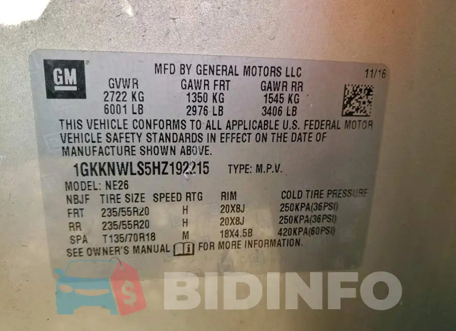 1GKKNWLS5HZ192215 Photo# 14