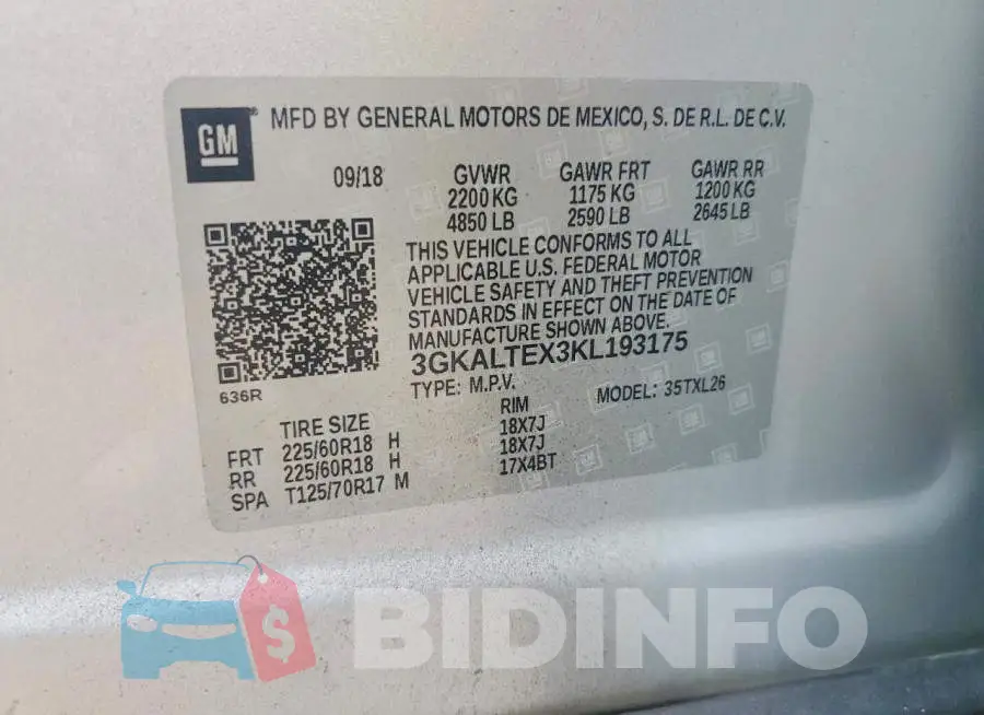 3GKALTEX3KL193175 Photo# 13