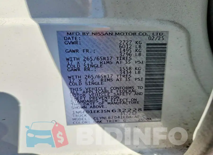 1N6ED1EK3SN632228 Photo# 12