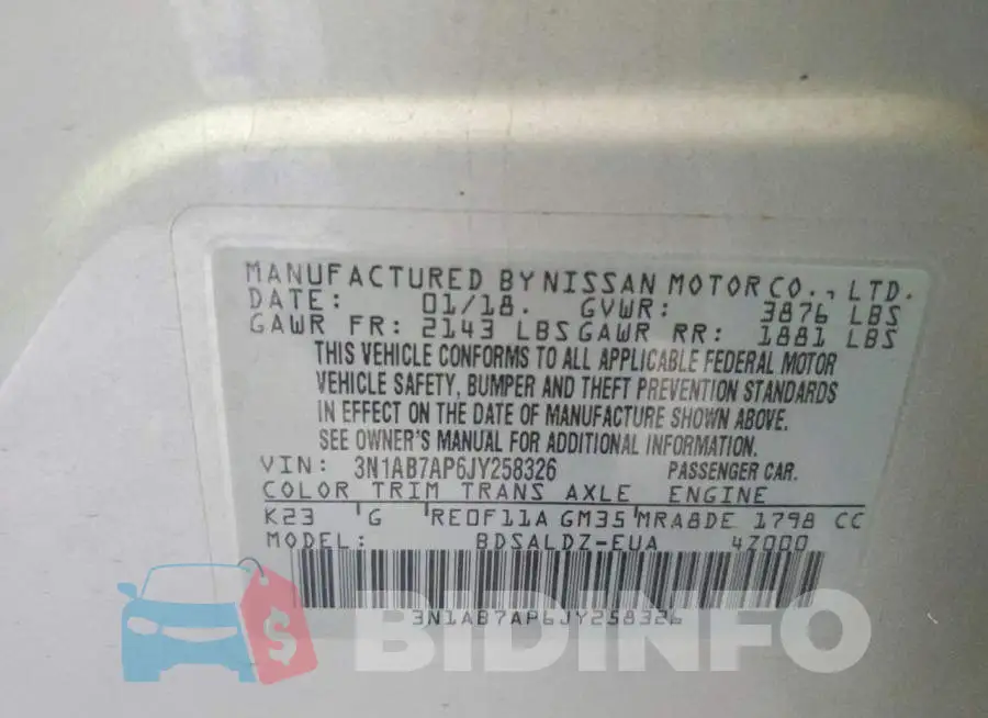 3N1AB7AP6JY258326 Photo# 12