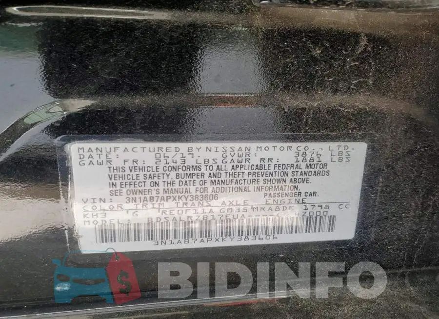 3N1AB7APXKY383606 Photo# 12
