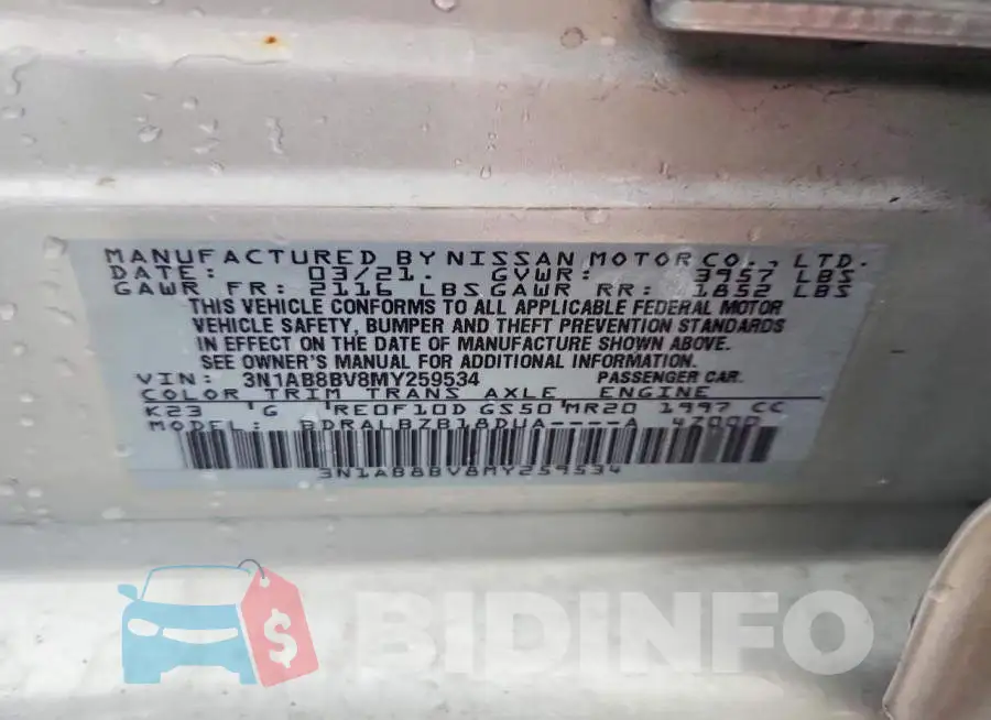3N1AB8BV8MY259534 Photo# 13
