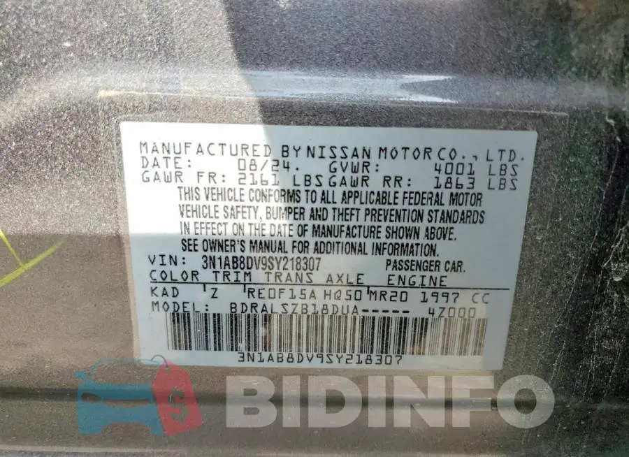 3N1AB8DV9SY218307 Photo# 12
