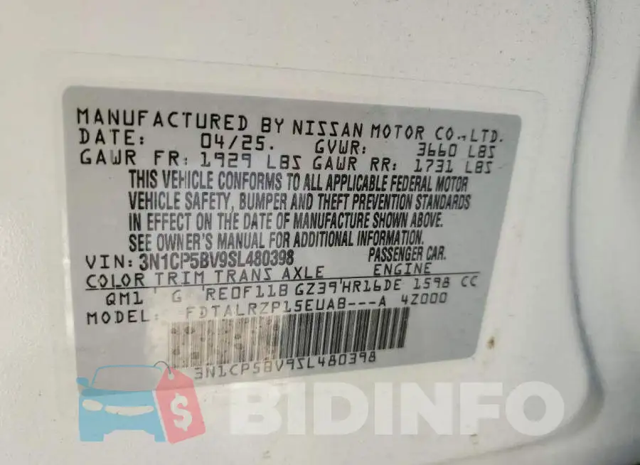 3N1CP5BV9SL480398 Photo# 13