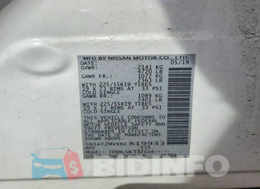 5N1AT2MVXKC819933 Photo# 13