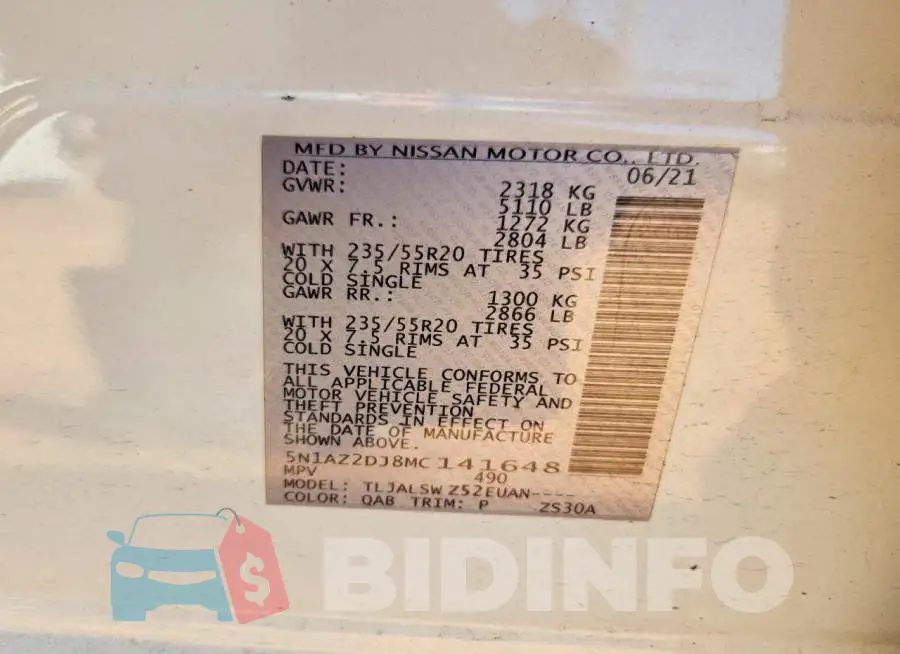 5N1AZ2DJ8MC141648 Photo# 14