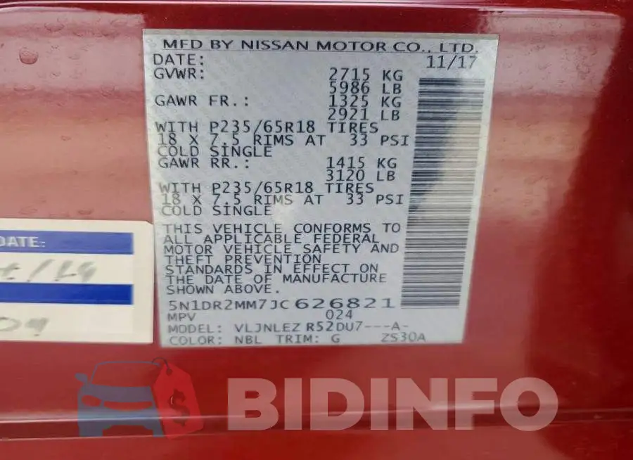 5N1DR2MM7JC626821 Photo# 14
