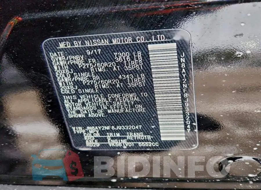 JN8AY2NF8J9332047 Photo# 14