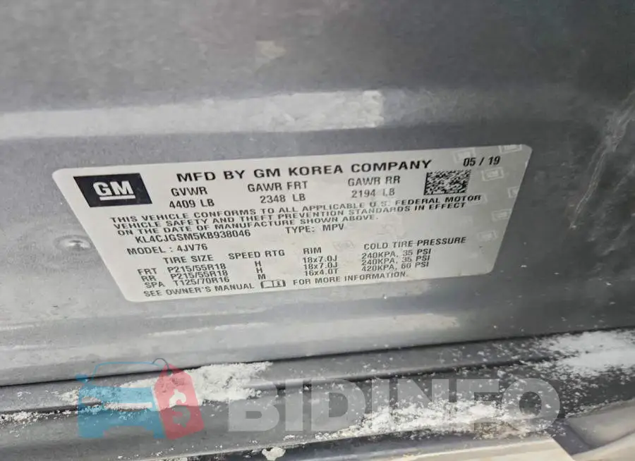 KL4CJGSM5KB938046 Photo# 13