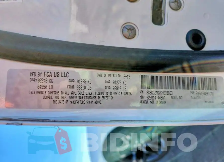 2C3CDZAG7KH618663 Photo# 12