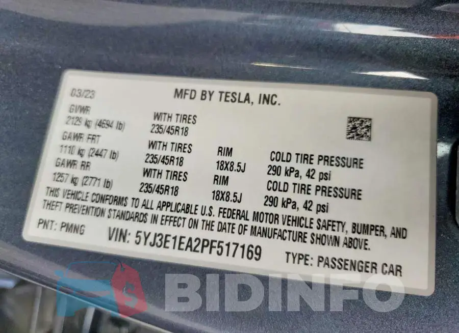 5YJ3E1EA2PF517169 Photo# 13