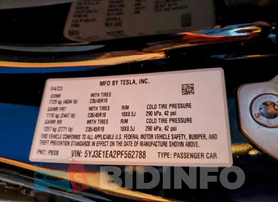 5YJ3E1EA2PF562788 Photo# 12