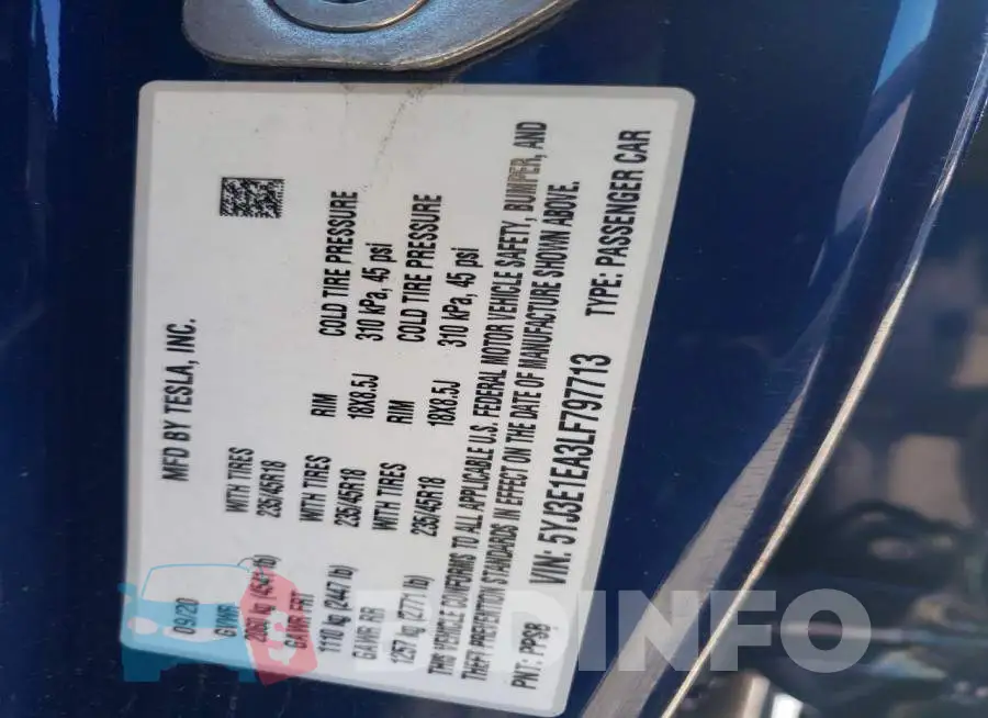 5YJ3E1EA3LF797713 Photo# 12