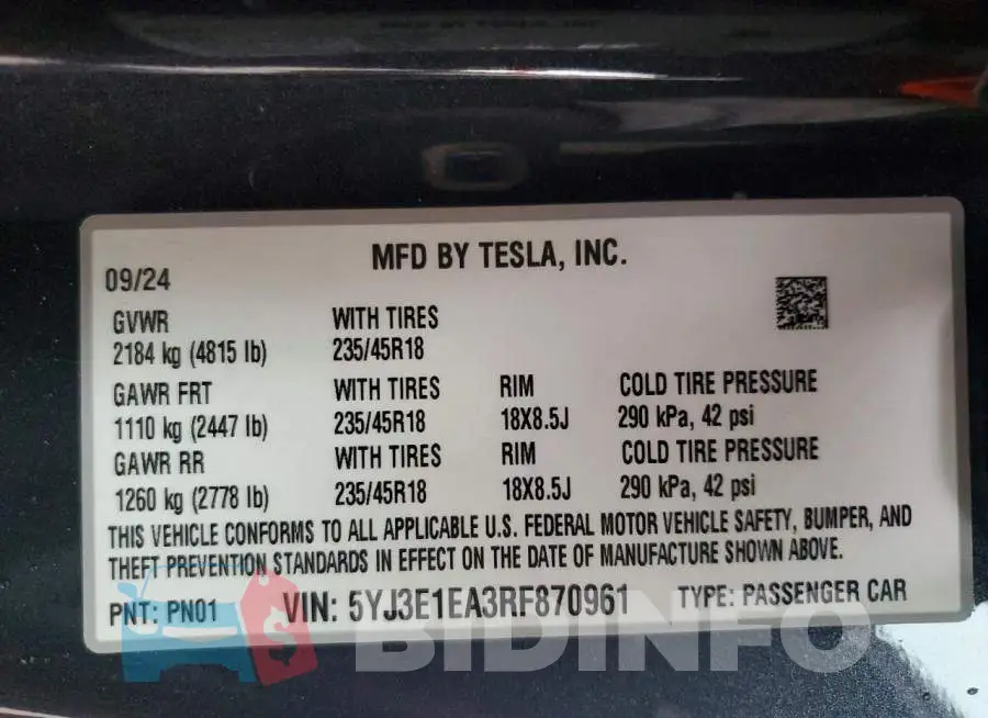 5YJ3E1EA3RF870961 Photo# 13