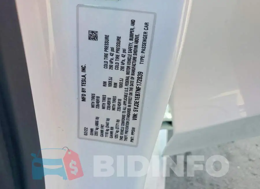 5YJ3E1EB7NF172839 Photo# 12
