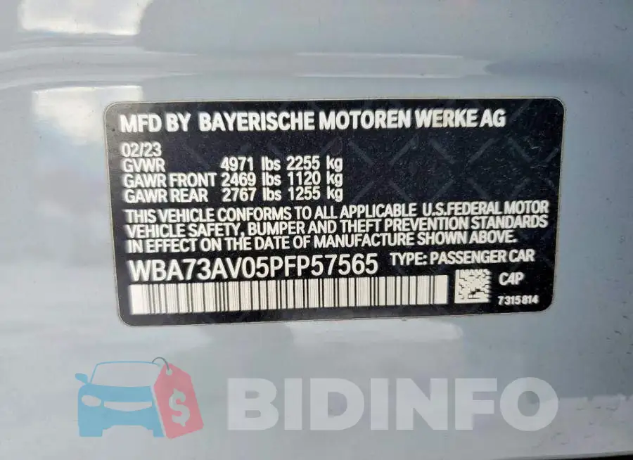WBA73AV05PFP57565 Photo# 12