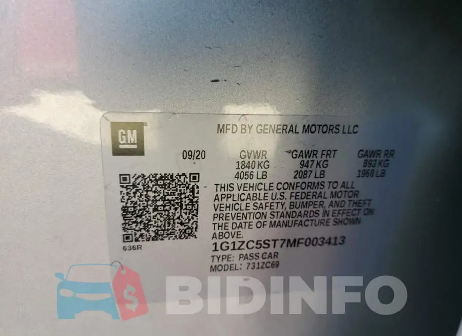 1G1ZC5ST7MF003413 Photo# 12